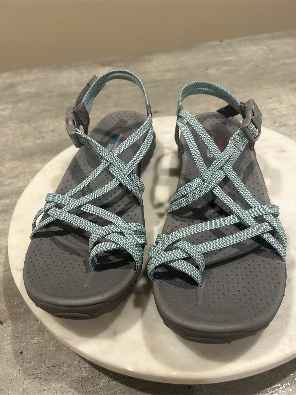 Skechers Women's Strappy Sandals - Light Teal and Grayr W-10 - Picture 3 of 12